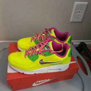 Nike Air Max 90 Leather Volt Fire Pink (GS)